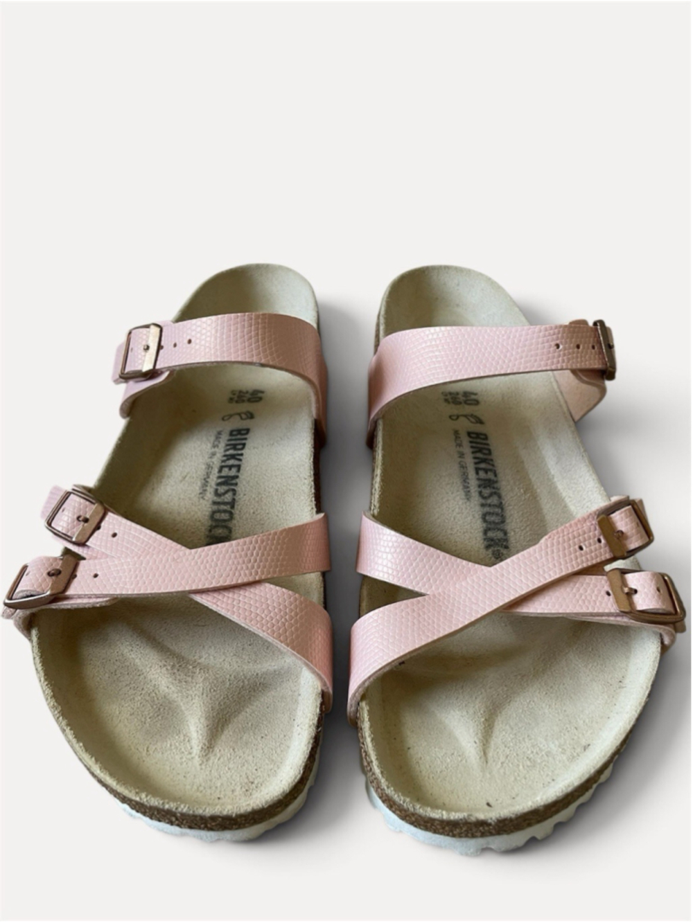 Birkenstock Franca Embossed Slide Sandal Light Rose Lizard Pink Size 40/Women 9